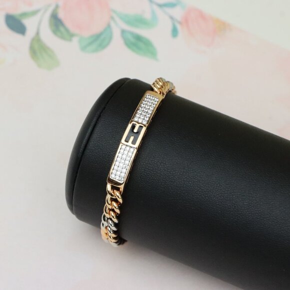 "Dual Tone Rose Gold Bracelet with Crystal 'H' Accent, XPBL0735 - Picture 8 of 10